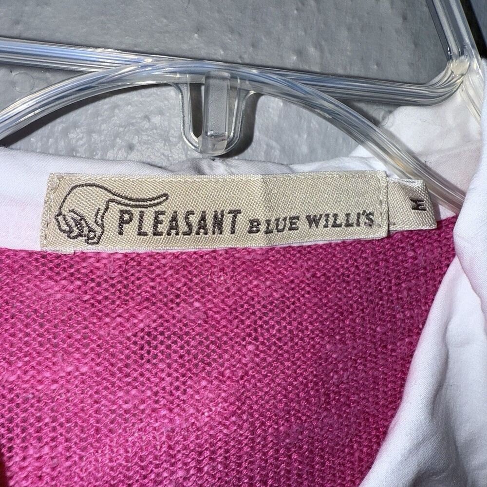 Pleasant by Blue Willi’s Full Zip Sweater Hoodie Cotton Linen Top Size M Pink - Picture 5 of 13